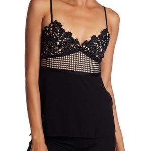 Theory Melaena Black Crochet Tank Top - Black/ Nude